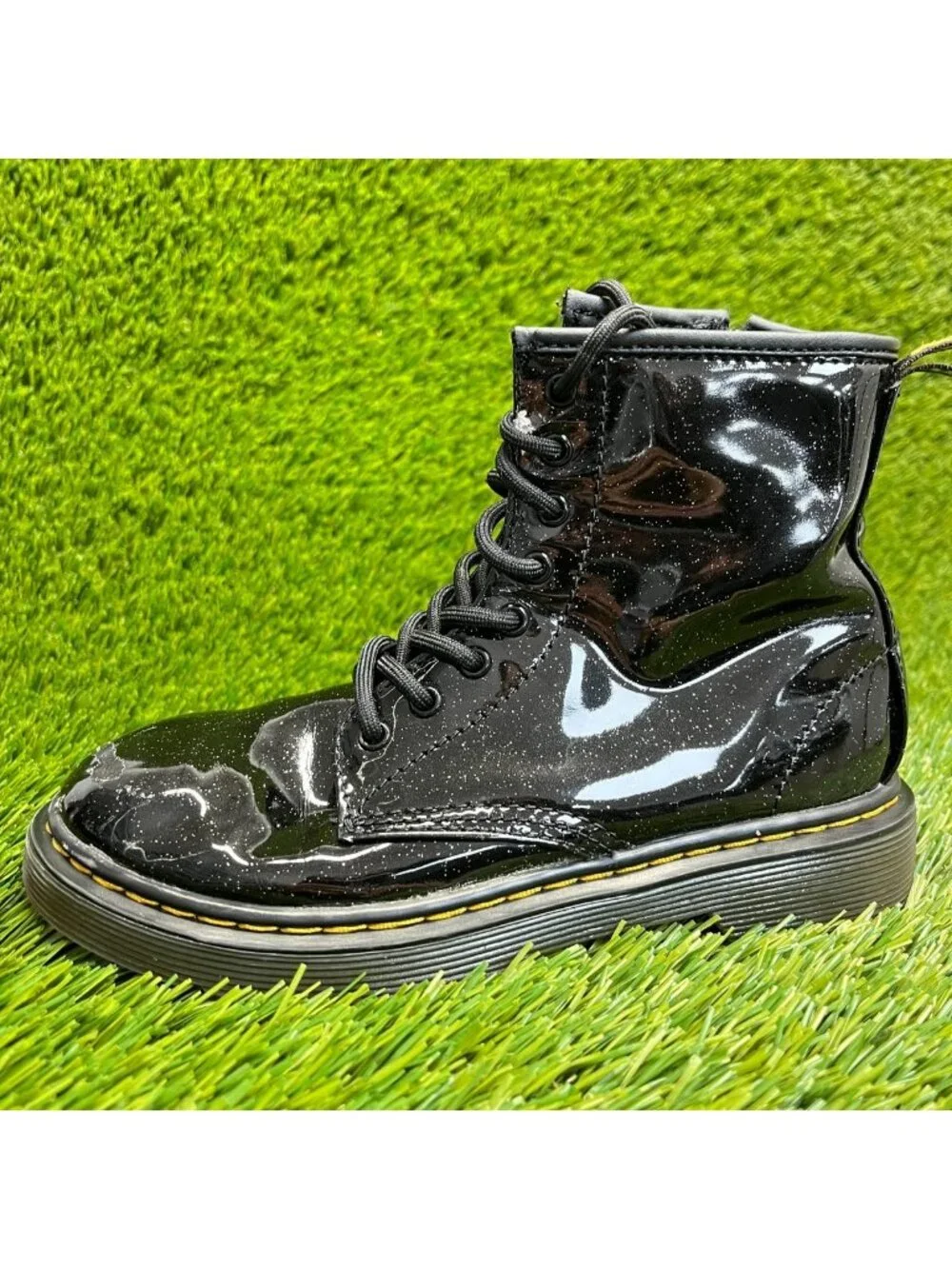 Dr. Martens 1460 Glitter Girls Size 1Y Black Casual Outdoor Side Zip Ankle Boots